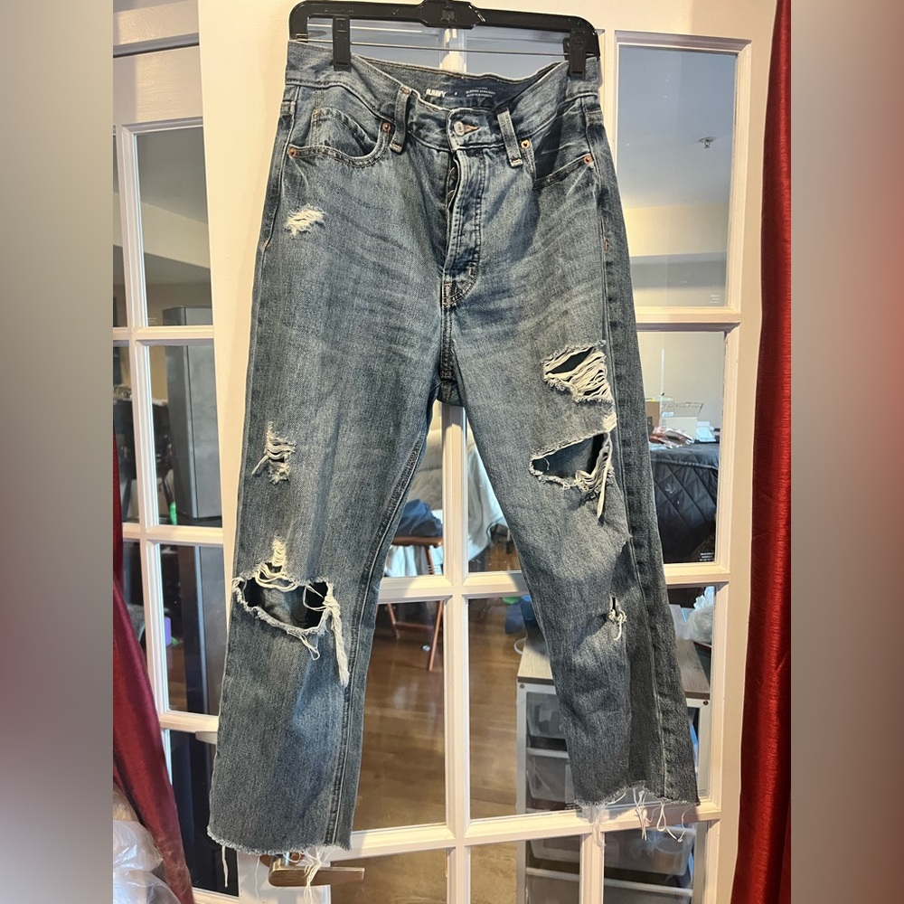Old Navy Men's Relaxed Fit Ripped Blue Jeans
